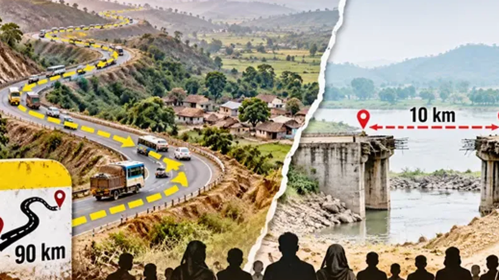 सरकारें बदलीं, नेता बदले पर नहीं बदली किस्मत! 23 गांवों के 40 हजार लोग 29 साल से 10 की जगह लगा रहे 90 किमी का चक्कर