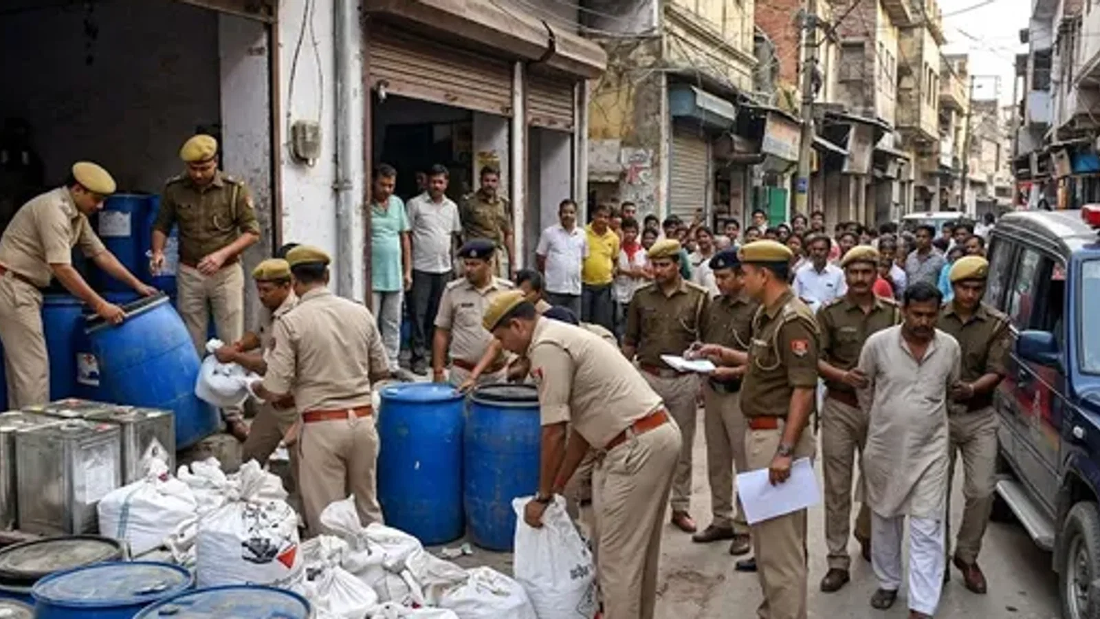 सारनाथ हादसे के बाद पुलिस की बड़ी कार्रवाई: गोला दीनानाथ से 2500 KG अवैध रसायन बरामद