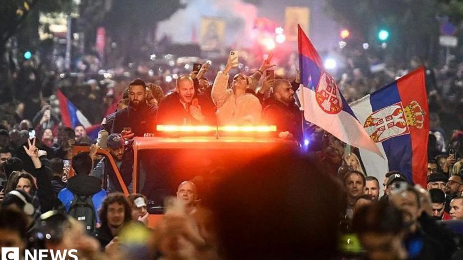 TheNews100 Desk: scene related to Serbia's veteran ruler Vučić concedes election to student
